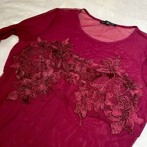Burgundy lace bodysuit